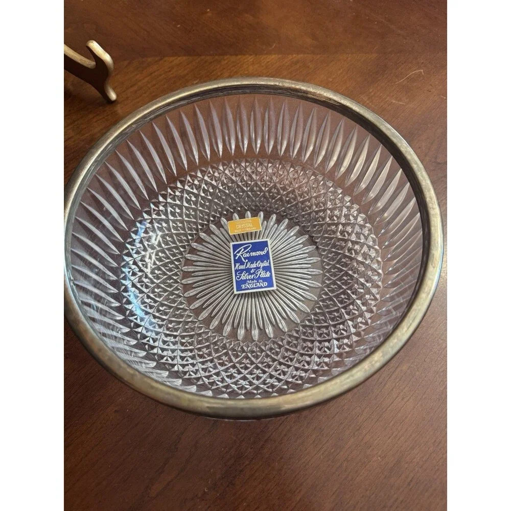 Raimond crystal & silverplate bowl, England, 9